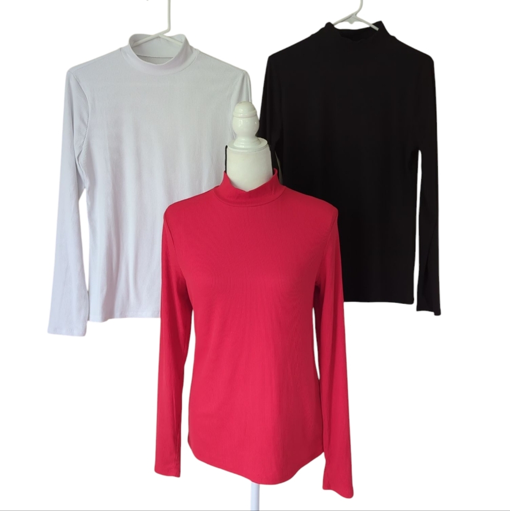 (3) Nobo No Boundaries Ribbed Mock Neck Long Sleeve Top Junior XL (15-17)